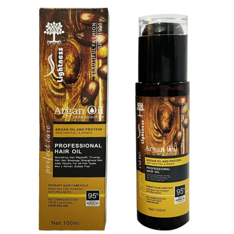 روغن آرگان لایتنس حجم 100 میلی‌لیتر، حاوی 95 درصد روغن آرگان طبیعی