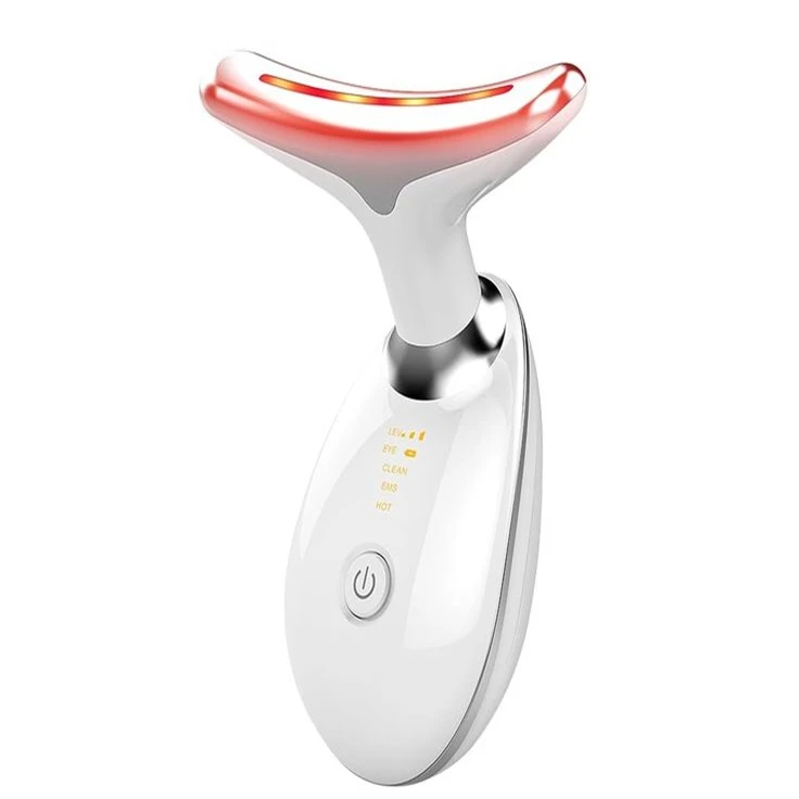 ماساژور برقی صورت و گردن تیروس مدل ES1081 با ماساژ لرزشی، سه حالت پاکسازی، EMS و داغ، فناوری نوری سه‌گانه برای جوانسازی، کاهش چین‌وچروک، بهبود گردش خون و افزایش کلاژن